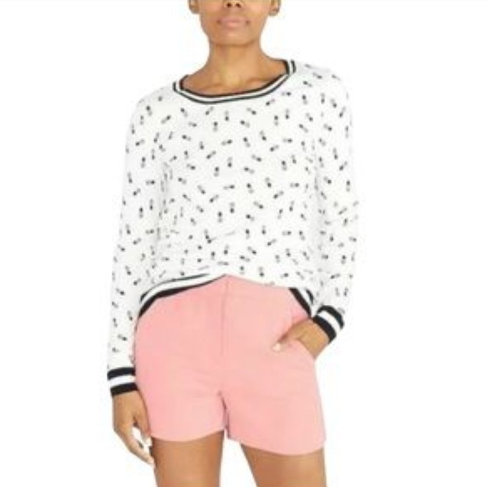 J. Crew Navy & White Crew Neck Pineapple Sweater, Sz M